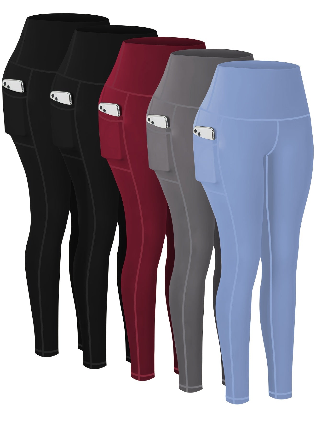 Women's Workout Leggings - Blue Leopard Print + Light Blue + Green + Wine Red + Black – Blue option – view 4
