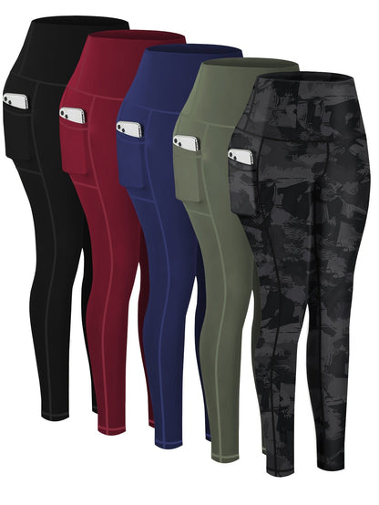 Women's Workout Leggings - Blue Leopard Print + Light Blue + Green + Wine Red + Black – Blue option – view 8