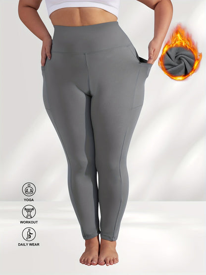 Women's Workout Leggings - Elastic Waist Pockets detail view