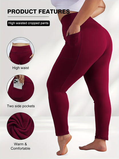 Women's Workout Leggings - Elastic Waist Pockets detail view