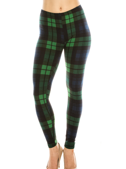Women's Workout Leggings - Elastic Waist Printed detail view