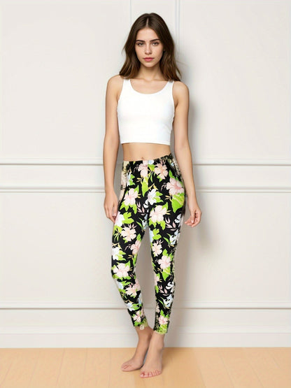 Women's Workout Leggings - Elastic Waist Printed – Yellow option – view 3