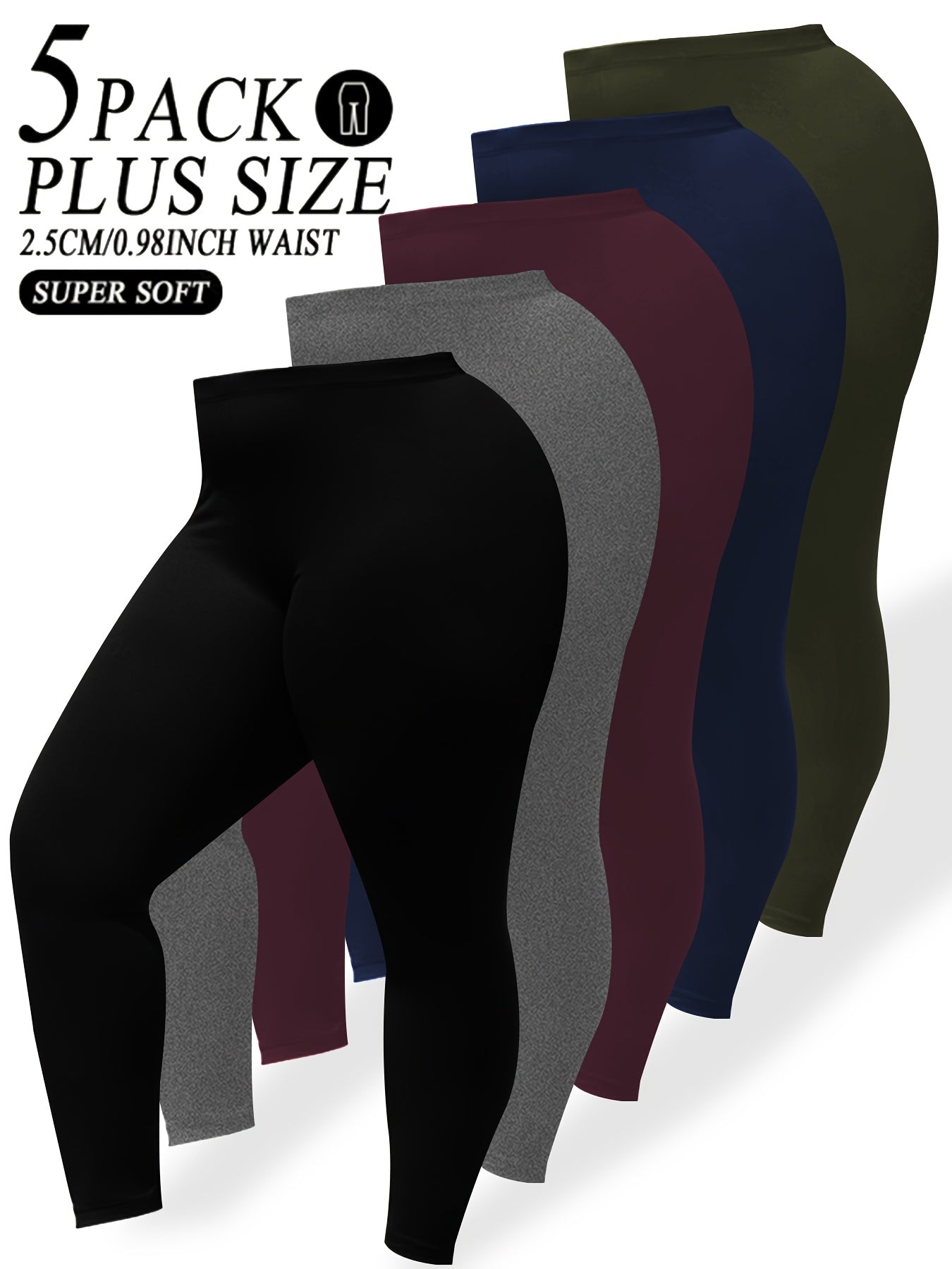 Women's Workout Leggings - Elastic Waist Slim Fit detail view