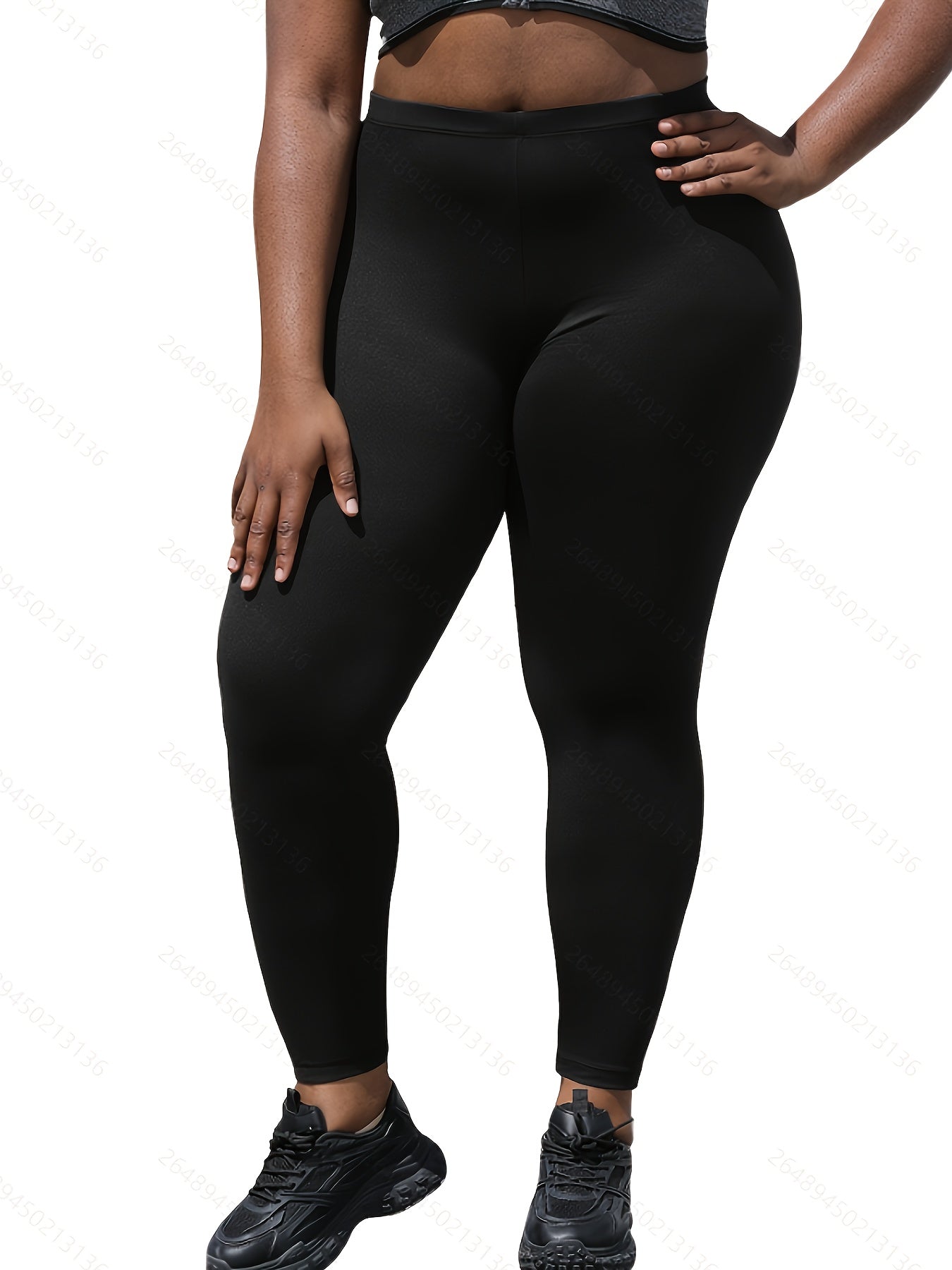 Women's Workout Leggings - Elastic Waist Slim Fit detail view