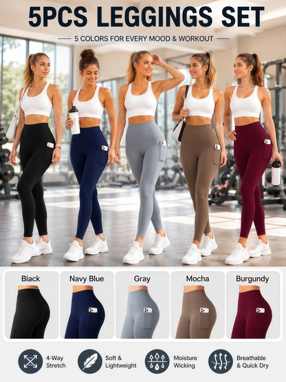 Women's Workout Leggings - Elastic Waist Stretch Fit detail view