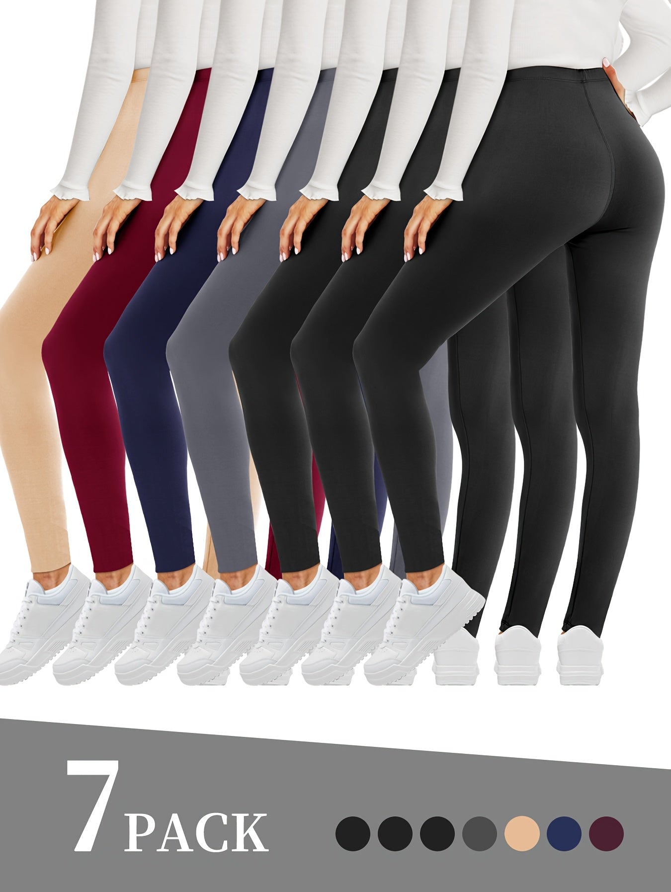 Women's Workout Leggings - Elastic Waist Tummy Control detail view