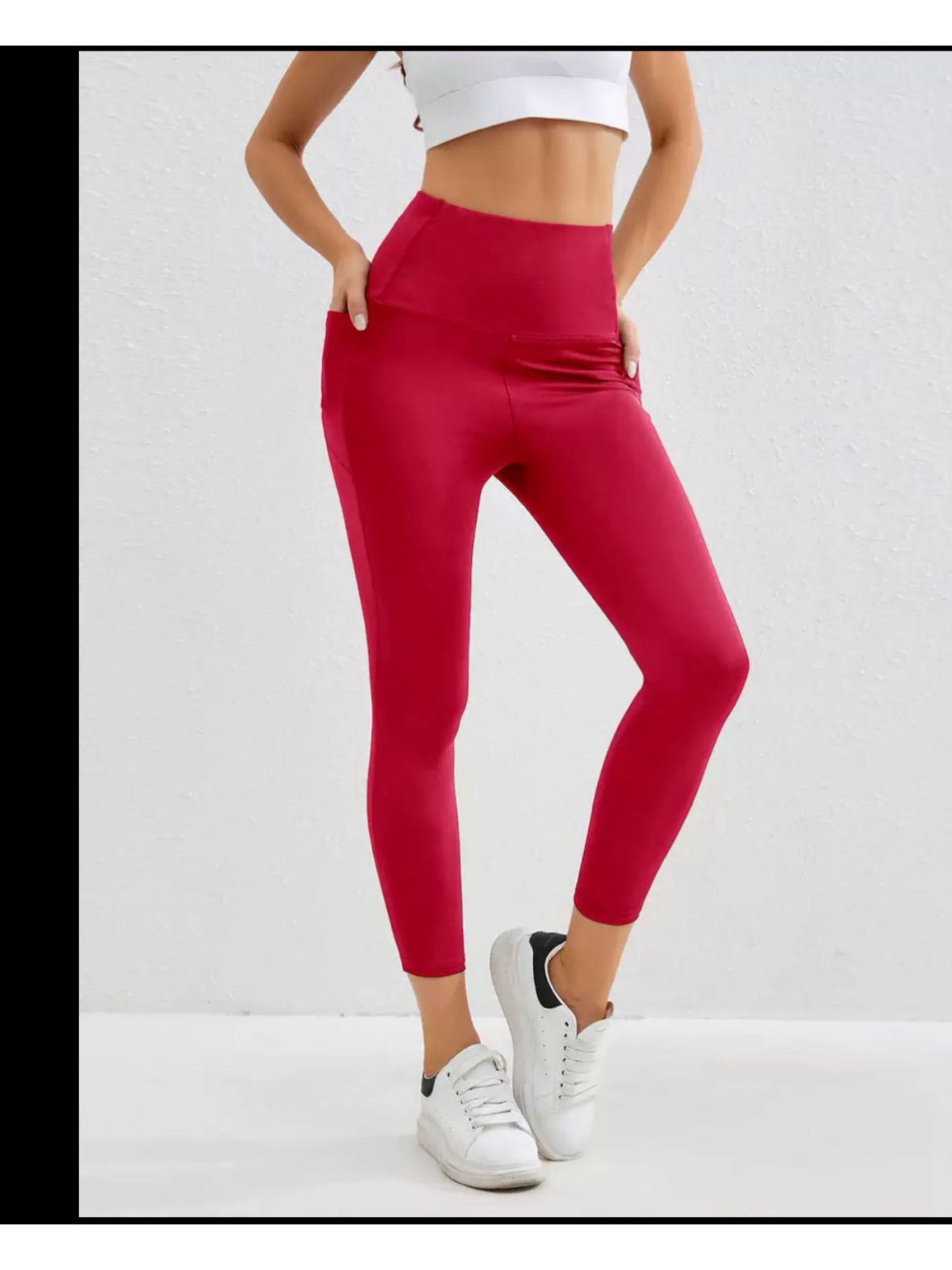 Women's Workout Leggings - Grey Pockets detail view