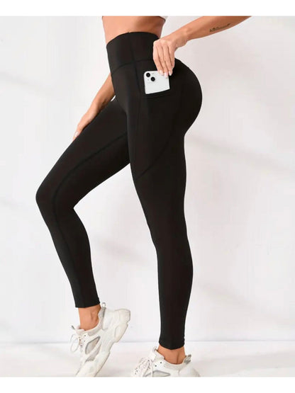 Women's Workout Leggings - Grey Pockets detail view