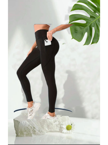 Women's Workout Leggings - Grey Pockets detail view