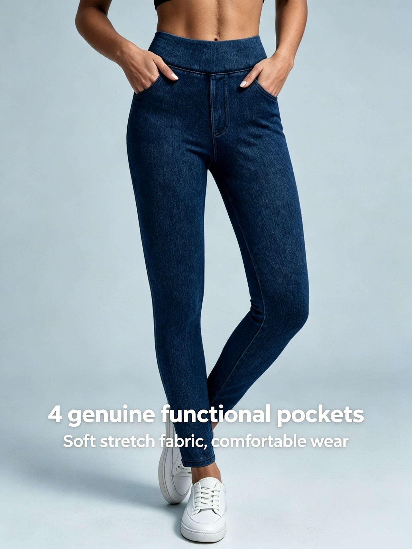 Women's Workout Leggings - High-Waist Pockets detail view