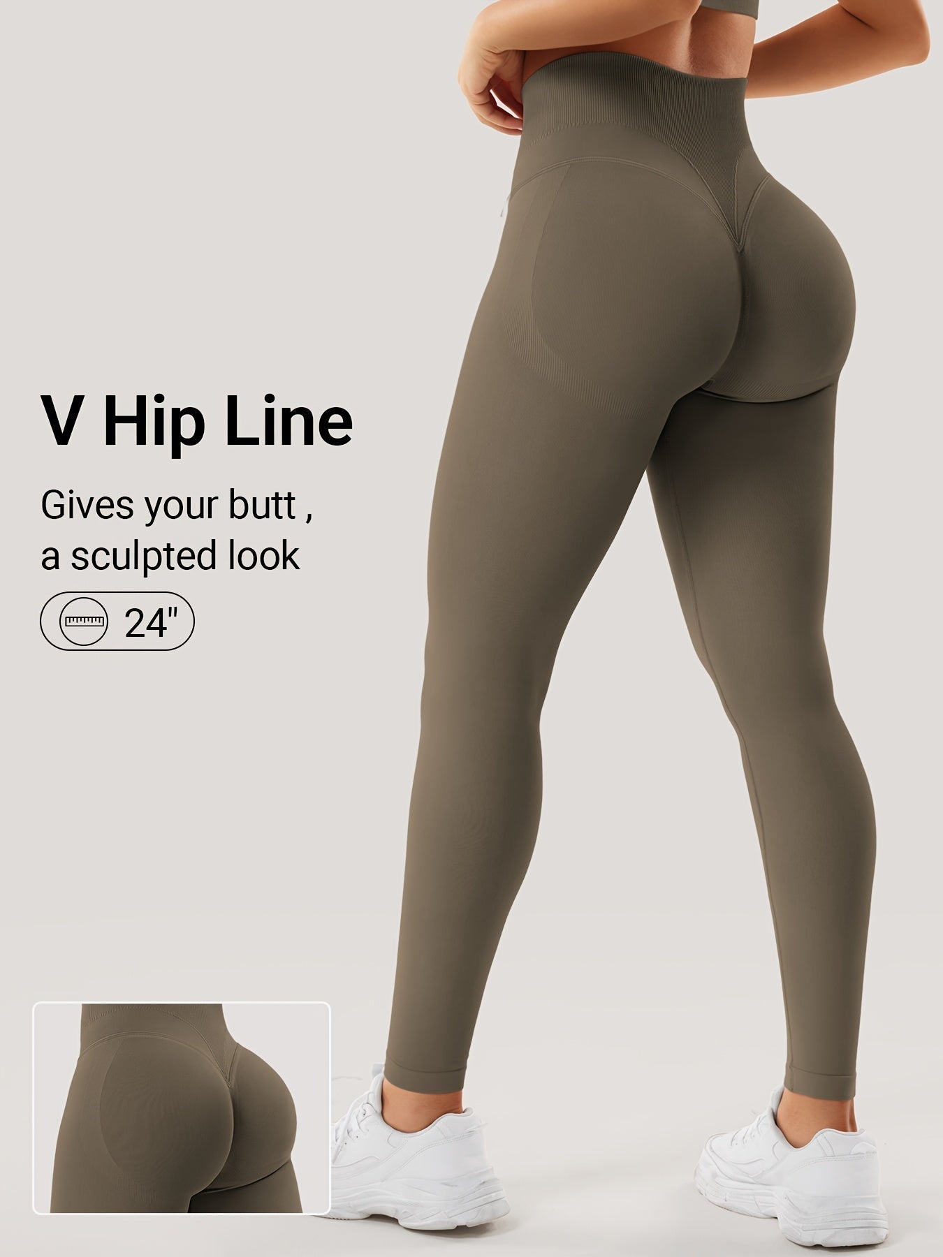 Women's Workout Leggings - High-Waist Sculpting Detail detail view