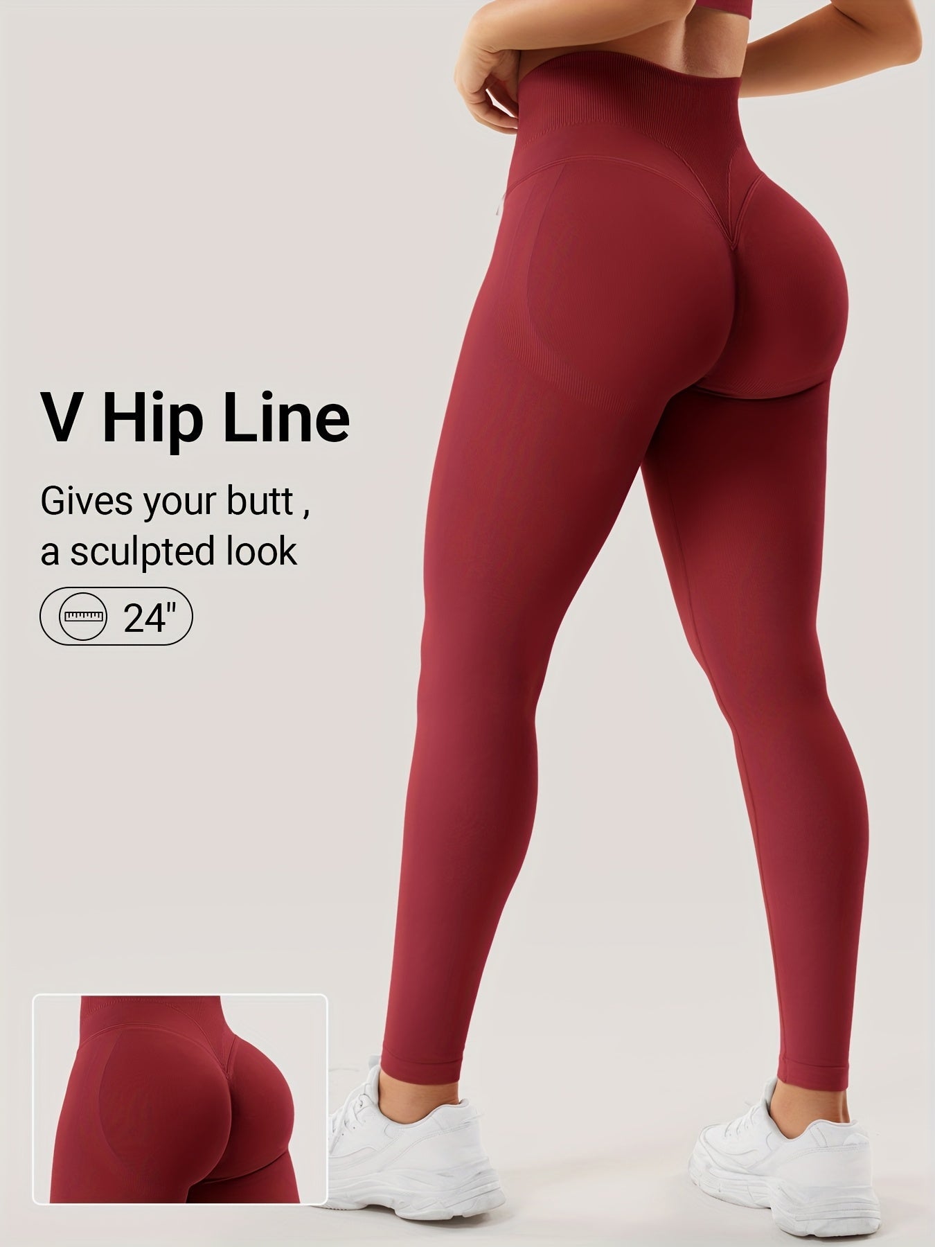 Women's Workout Leggings - High-Waist Sculpting Detail detail view