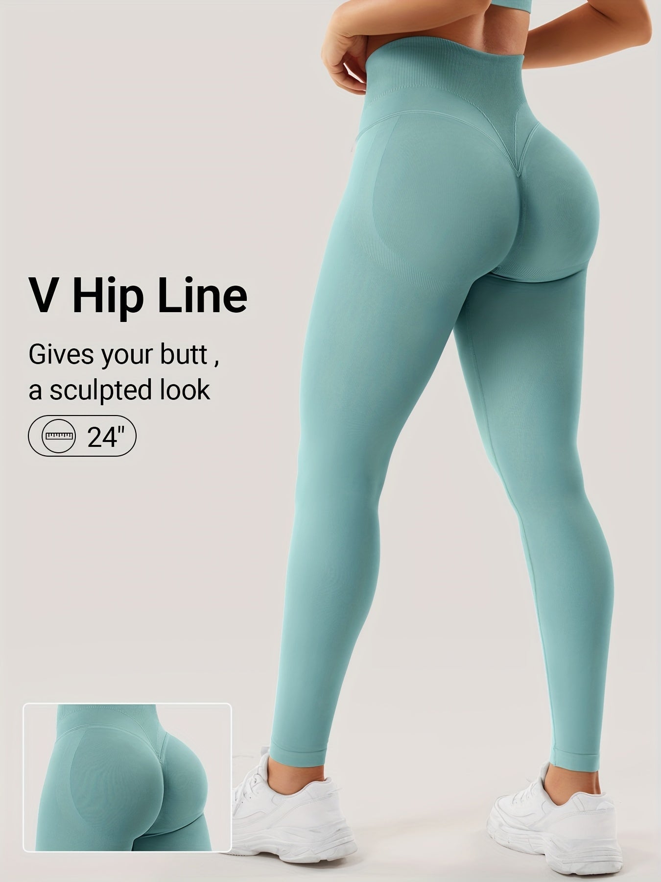 Women's Workout Leggings - High-Waist Sculpting Detail – pink option – view 2