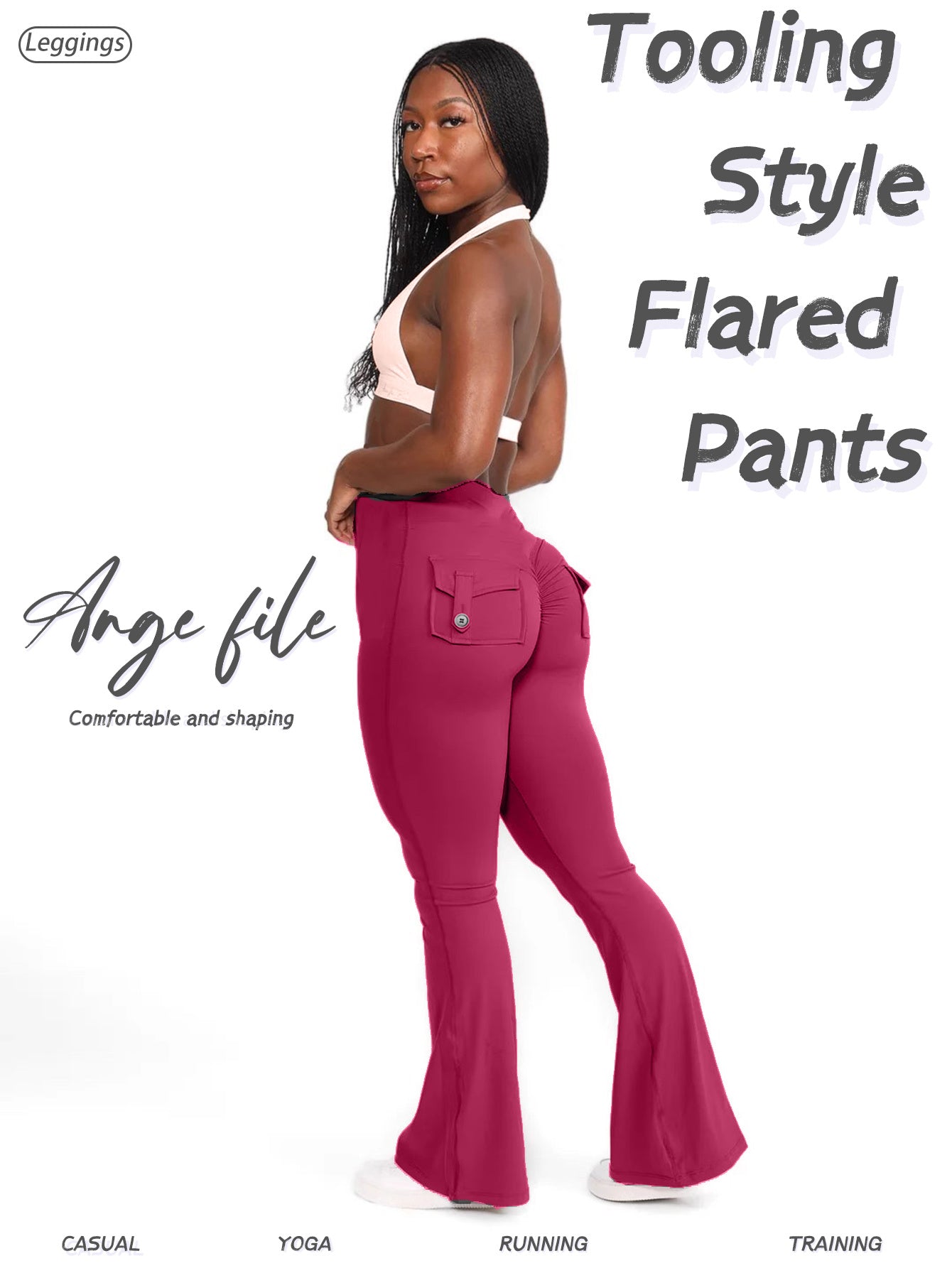 Women's Workout Leggings - Pockets Flared Fit – view 2