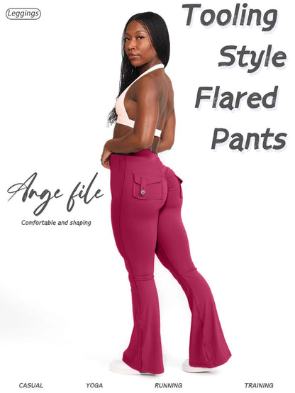 Women's Workout Leggings - Pockets Flared Fit – view 2