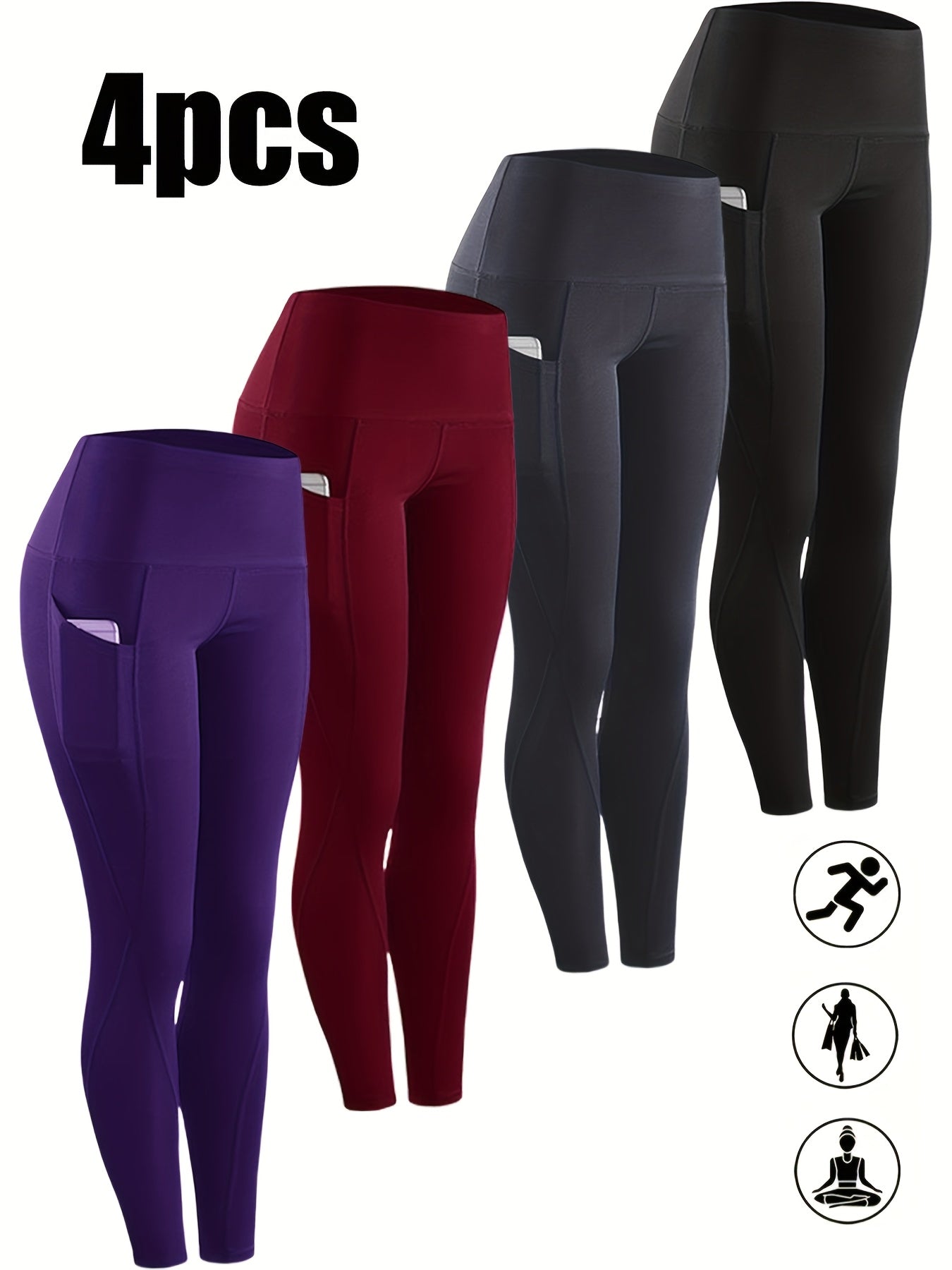 Women's Workout Leggings - Purple, Burgundy, Gray, Black Clean Finish – Purple option – main product image