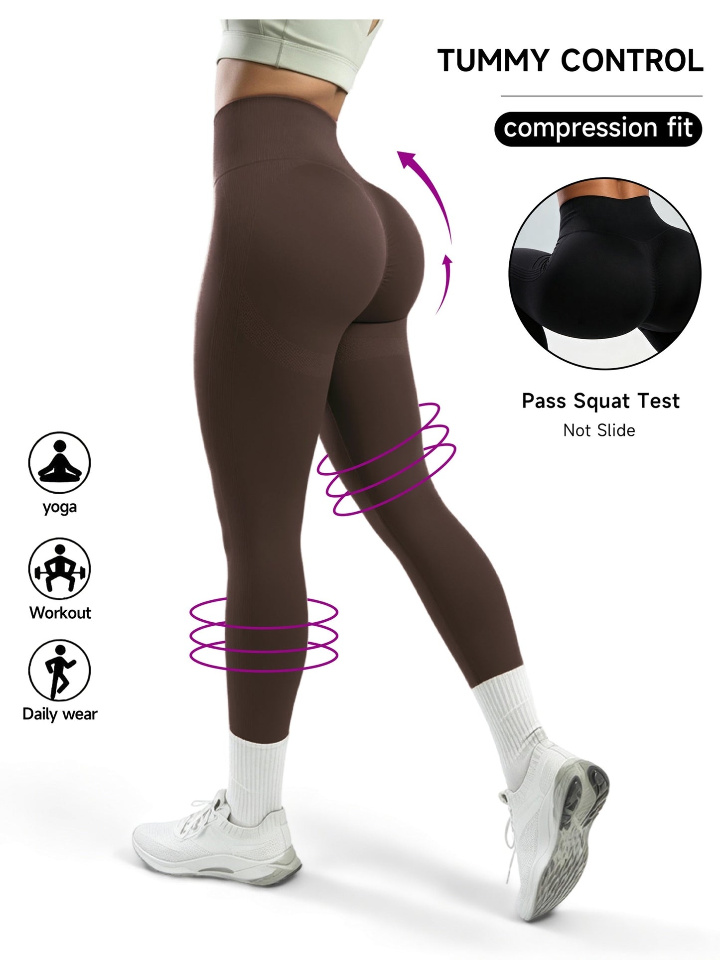 Women's Workout Leggings - Sculpting Detail Stretch Fit detail view