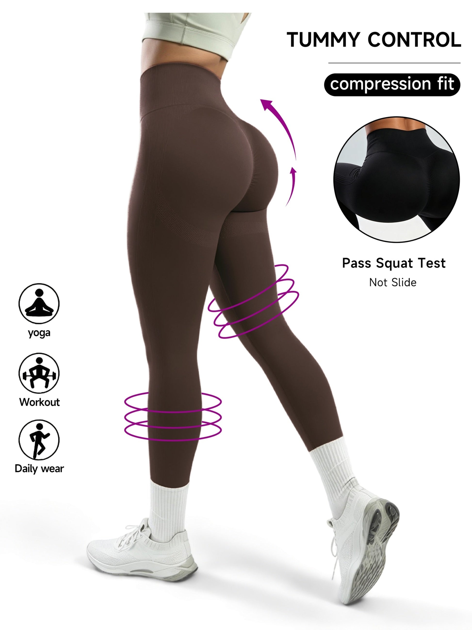Women's Workout Leggings - Sculpting Detail Stretch Fit detail view