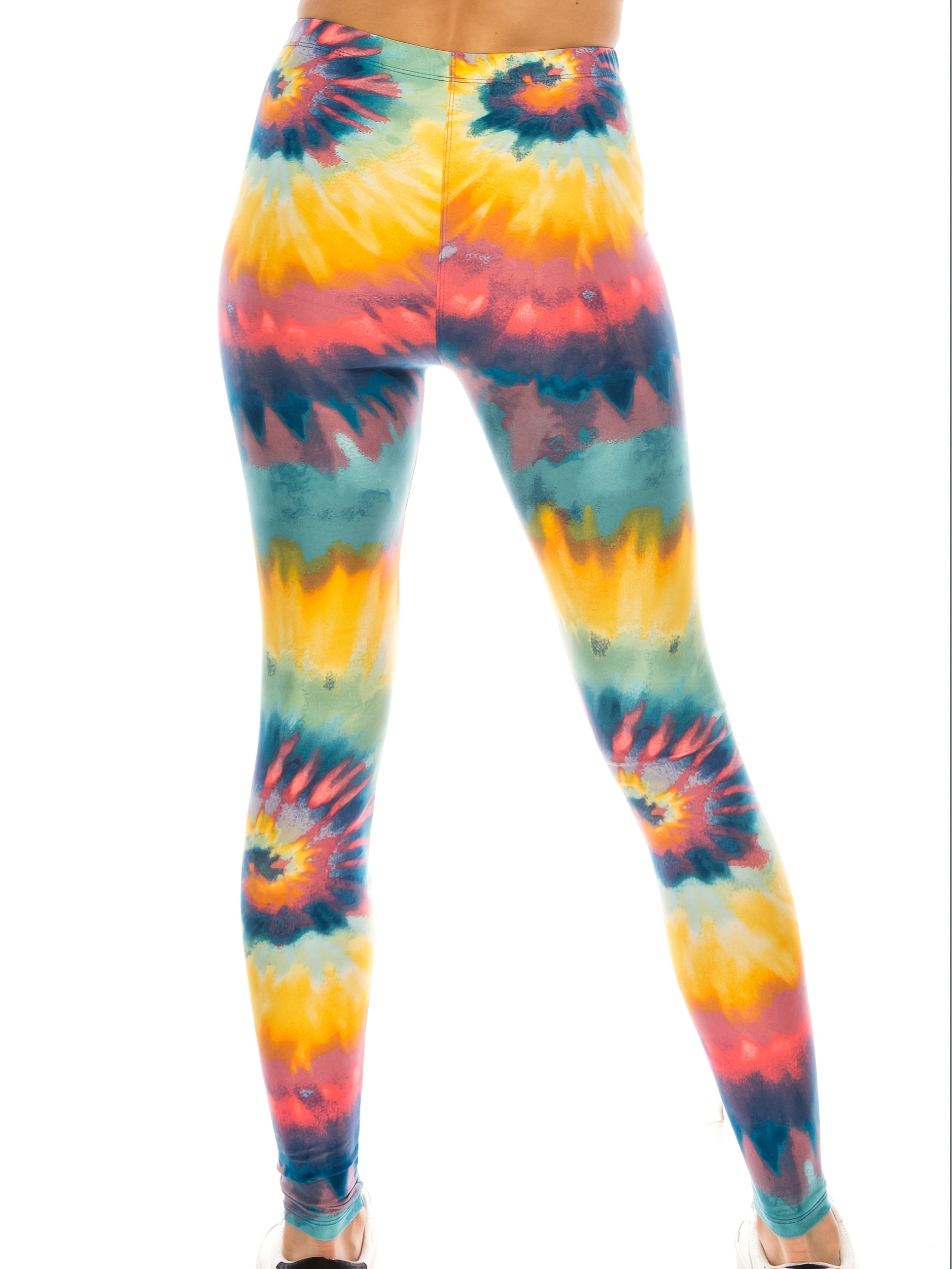 Women's Workout Leggings - Tie-Dye Print Slim Fit detail view