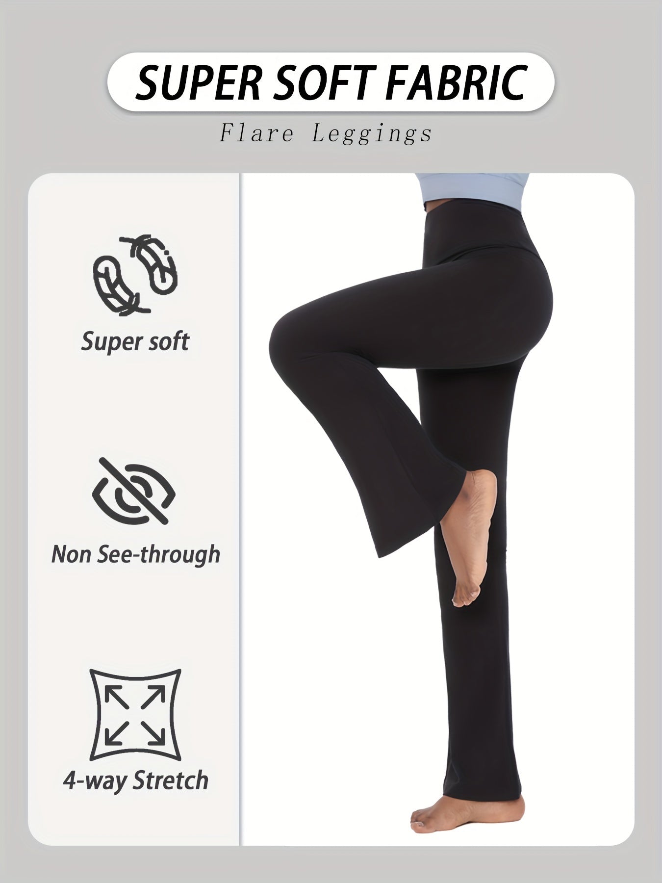 Women's Workout Leggings - Tummy Control Flared Fit detail view