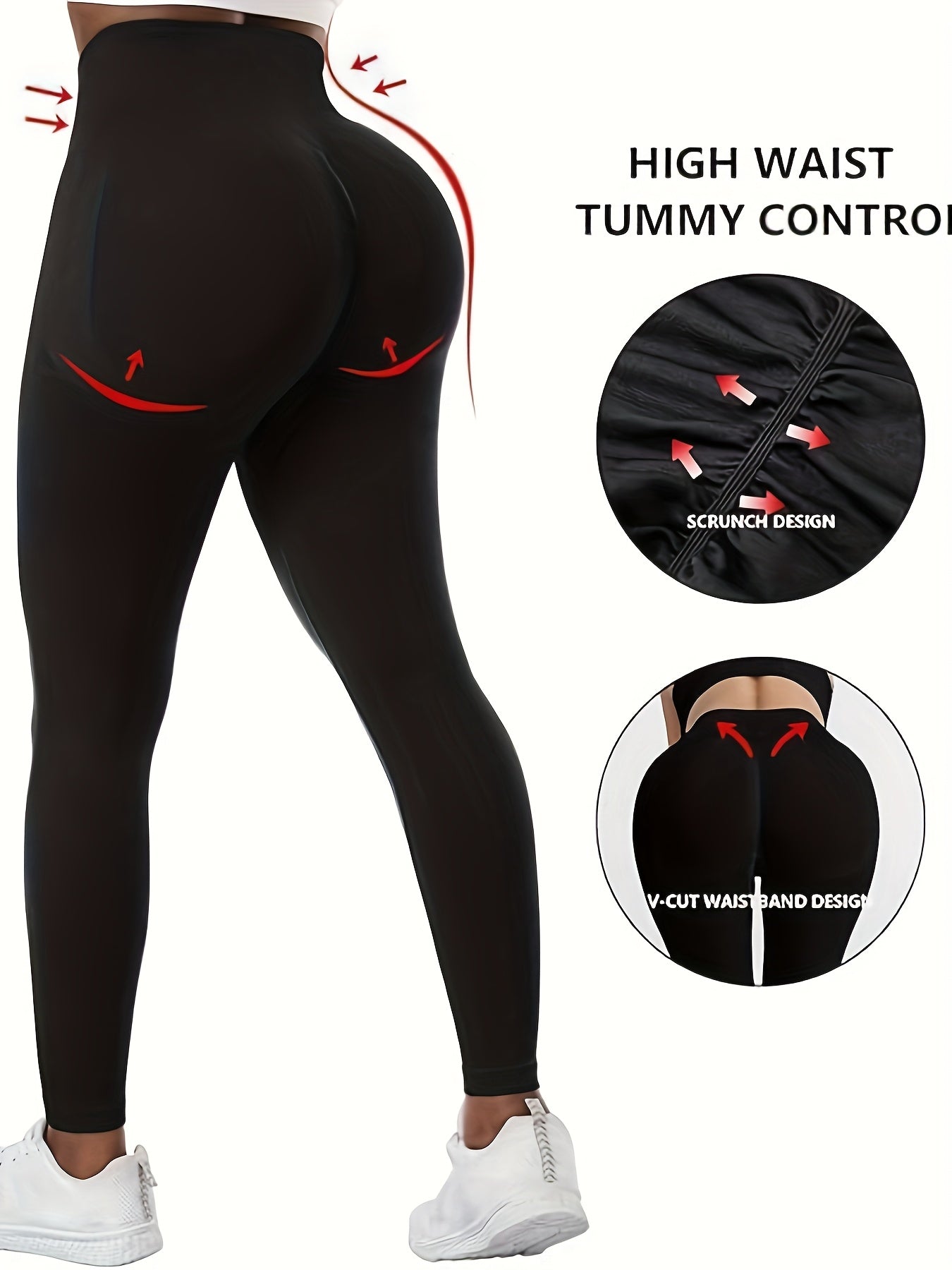 Women's Workout Leggings - Tummy Control Stretch Fit detail view