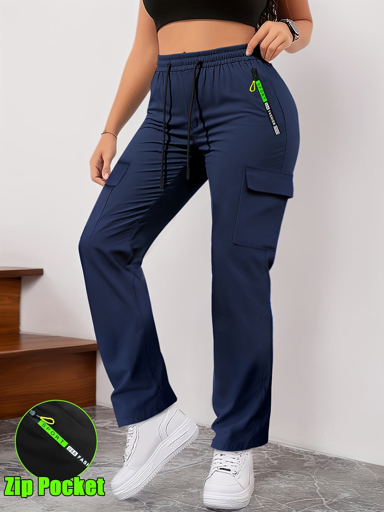 Women's Workout Pants - Drawstring Waist With Pockets 51 detail view
