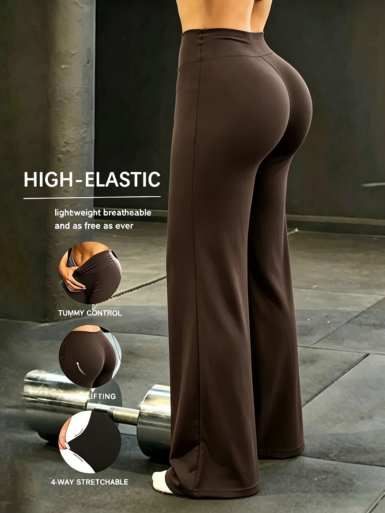 Women's Workout Pants - High Waist Wide leg detail view