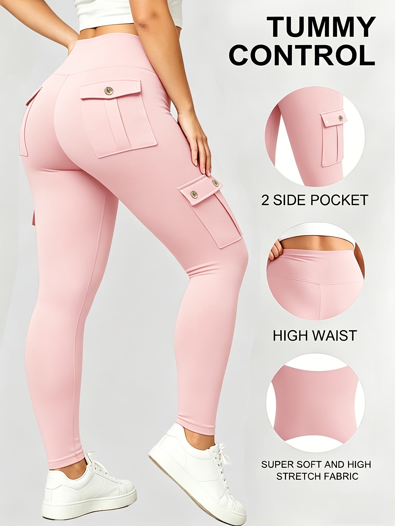 Women's Workout Pants - High Waist With Pockets – Black option – view 2