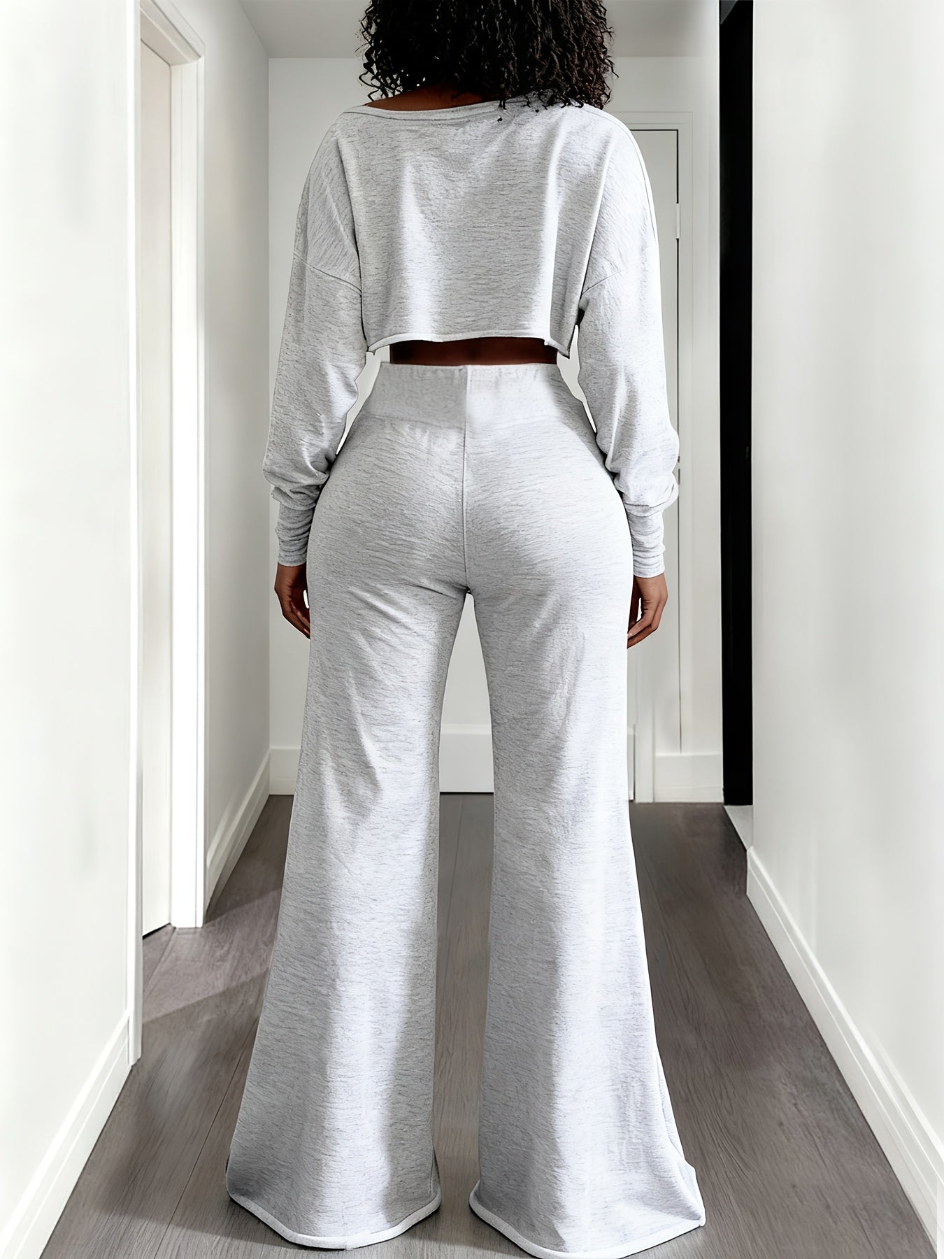 Women's Workout Set - Solid Color Active Matching Outfit – Grey detail view