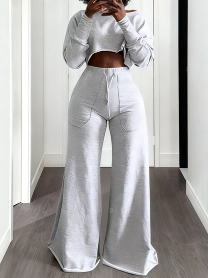 Women's Workout Set - Solid Color Active Matching Outfit – Grey detail view