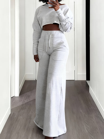 Women's Workout Set - Solid Color Active Matching Outfit – Grey detail view
