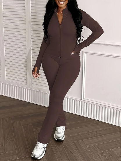 Women's Workout Set - Zip Detail Active Matching Outfit detail view