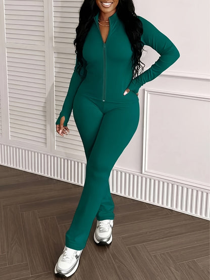 Women's Workout Set - Zip Detail Active Matching Outfit detail view