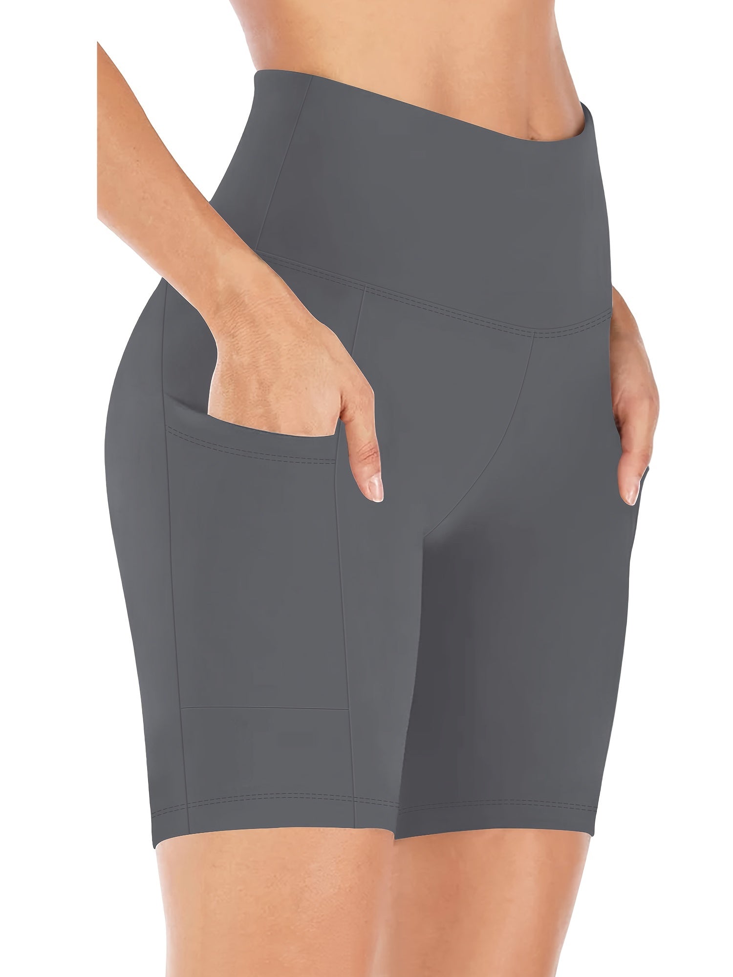 Women's Workout Shorts - High-Waist Fit – Black – view 2