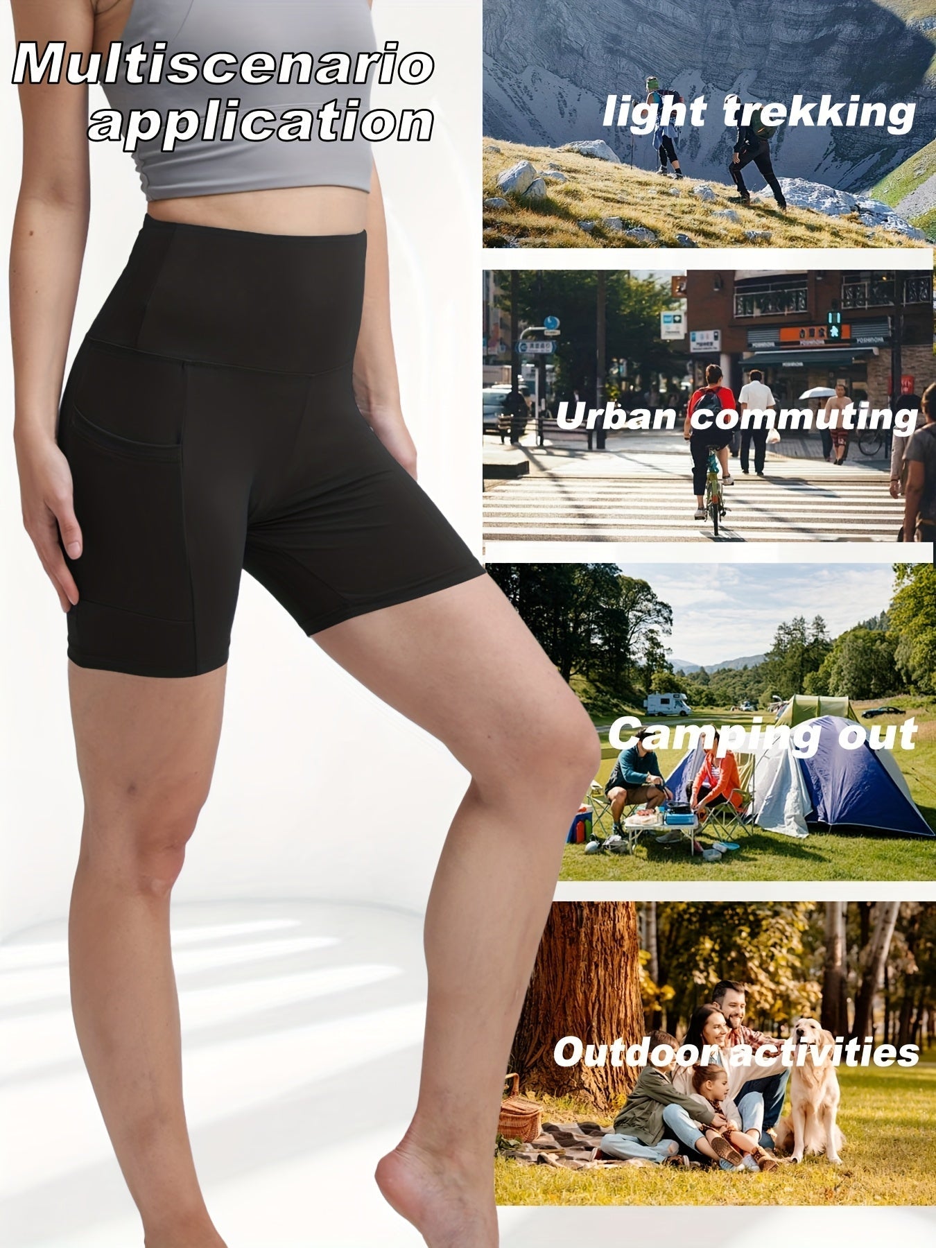 Women's Workout Shorts - High-Waist Fit – Black – view 5