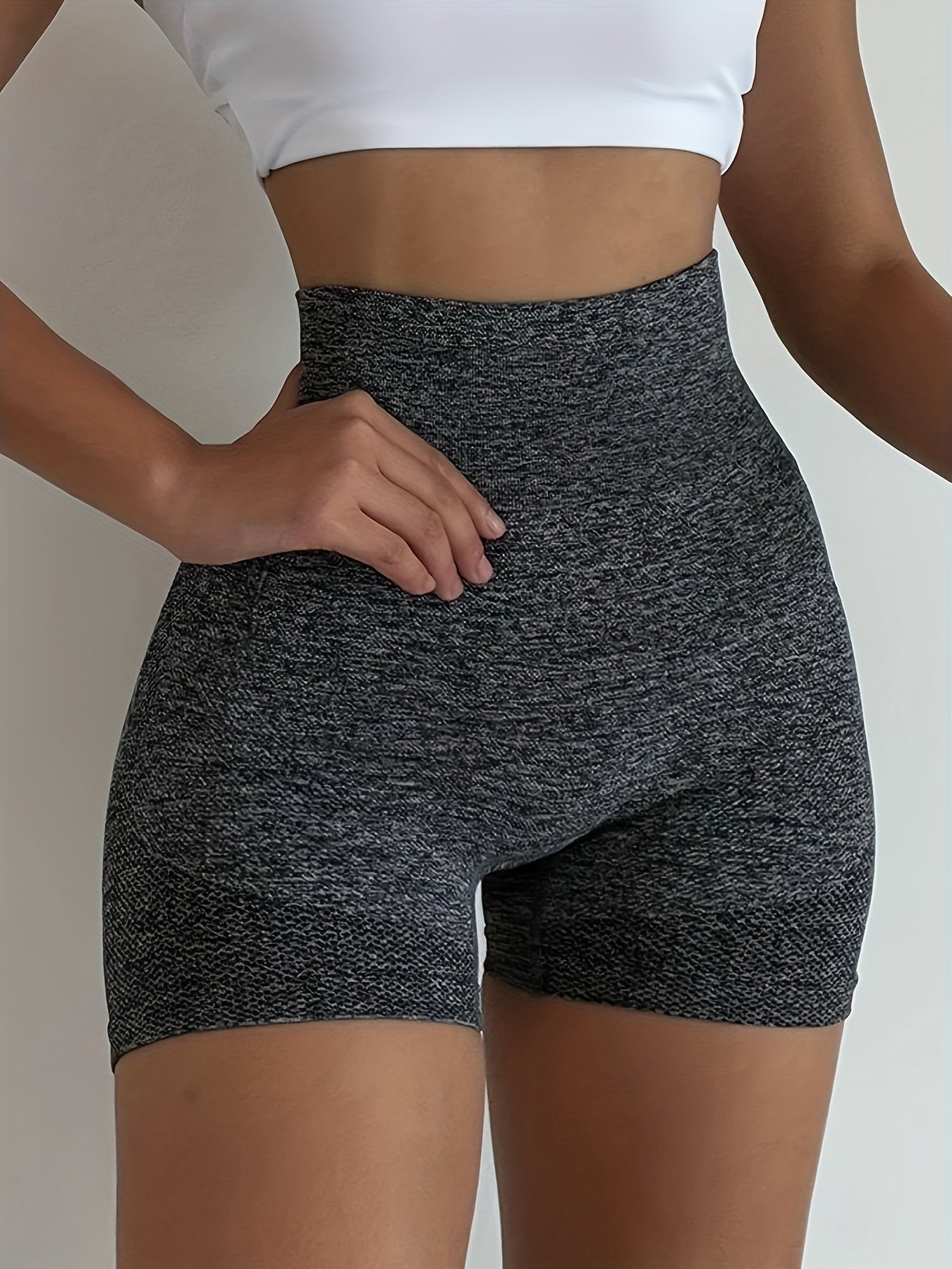 Women's Workout Shorts - High-Waist Fit – Mixed colors Knit – view 3