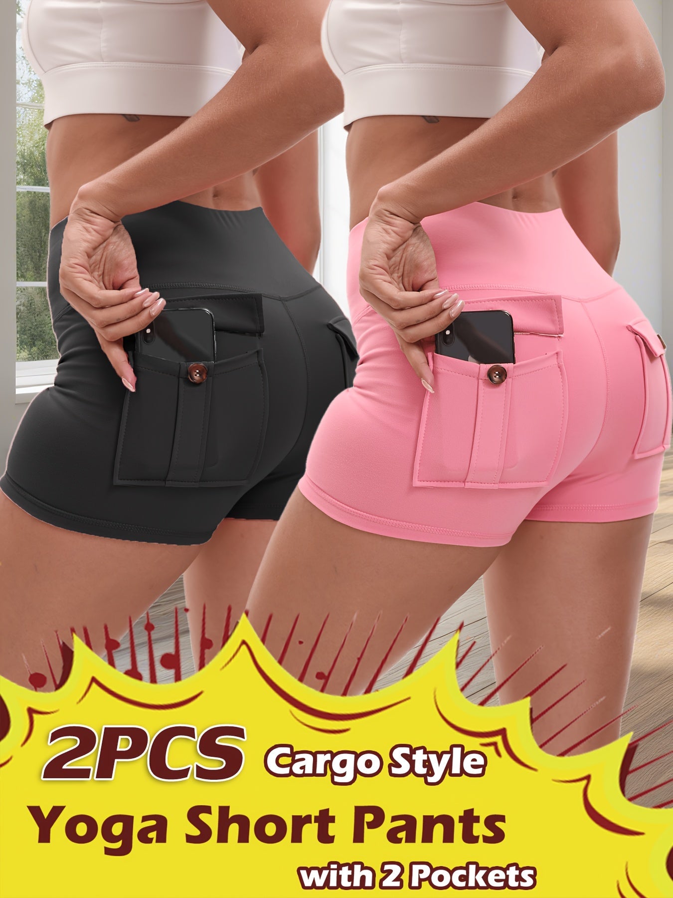 Women's Workout Shorts - Stretch Comfort – 3-Color Selection – Black option – view 5
