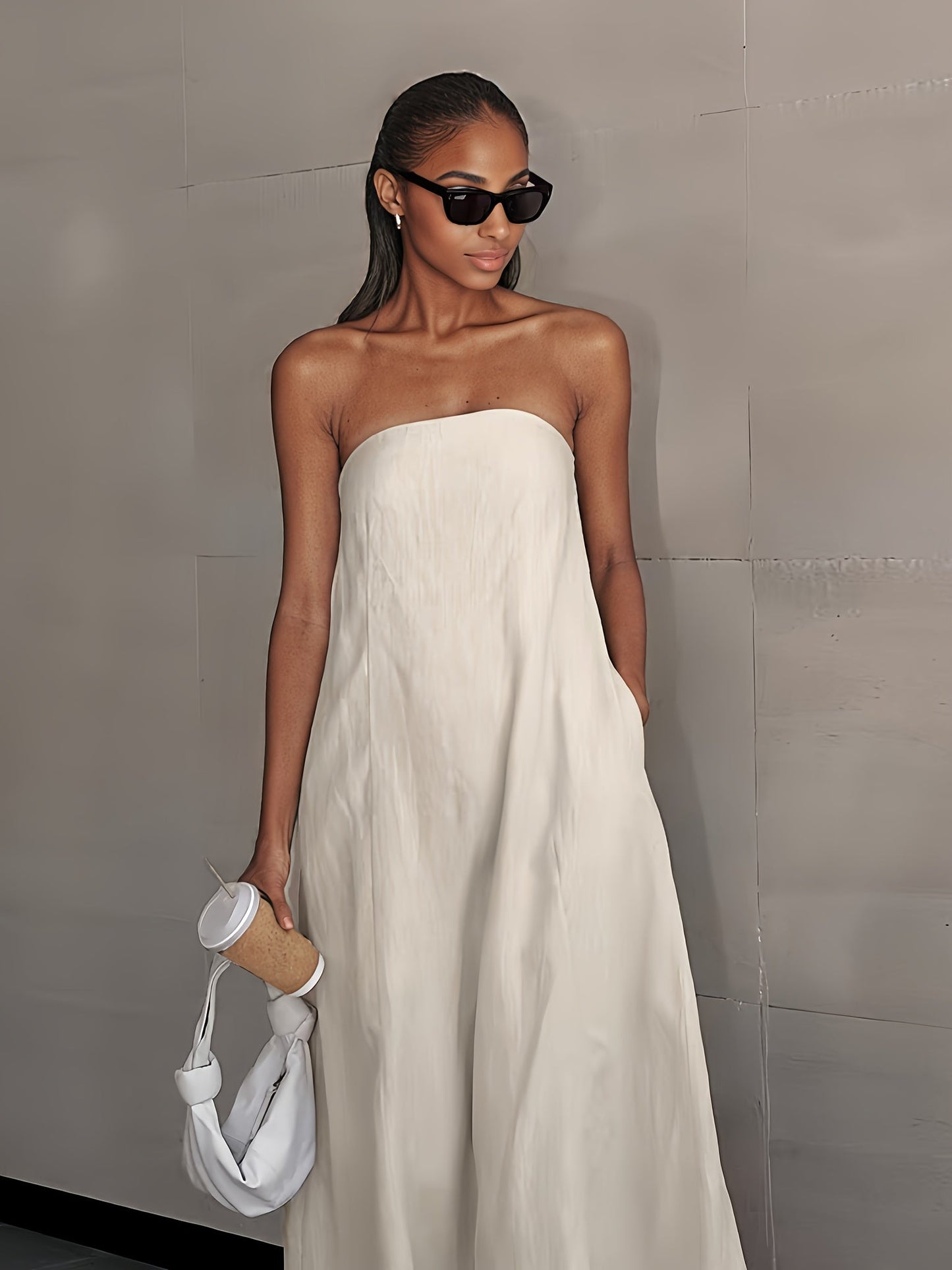 Women's Wrap Dress - Sleeveless detail view