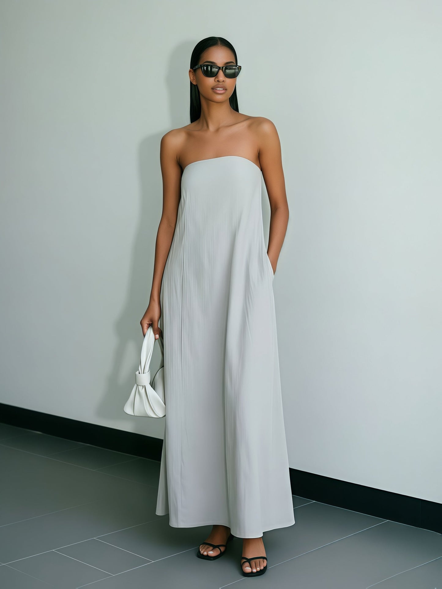 Women's Wrap Dress - Sleeveless – Grey option – view 2