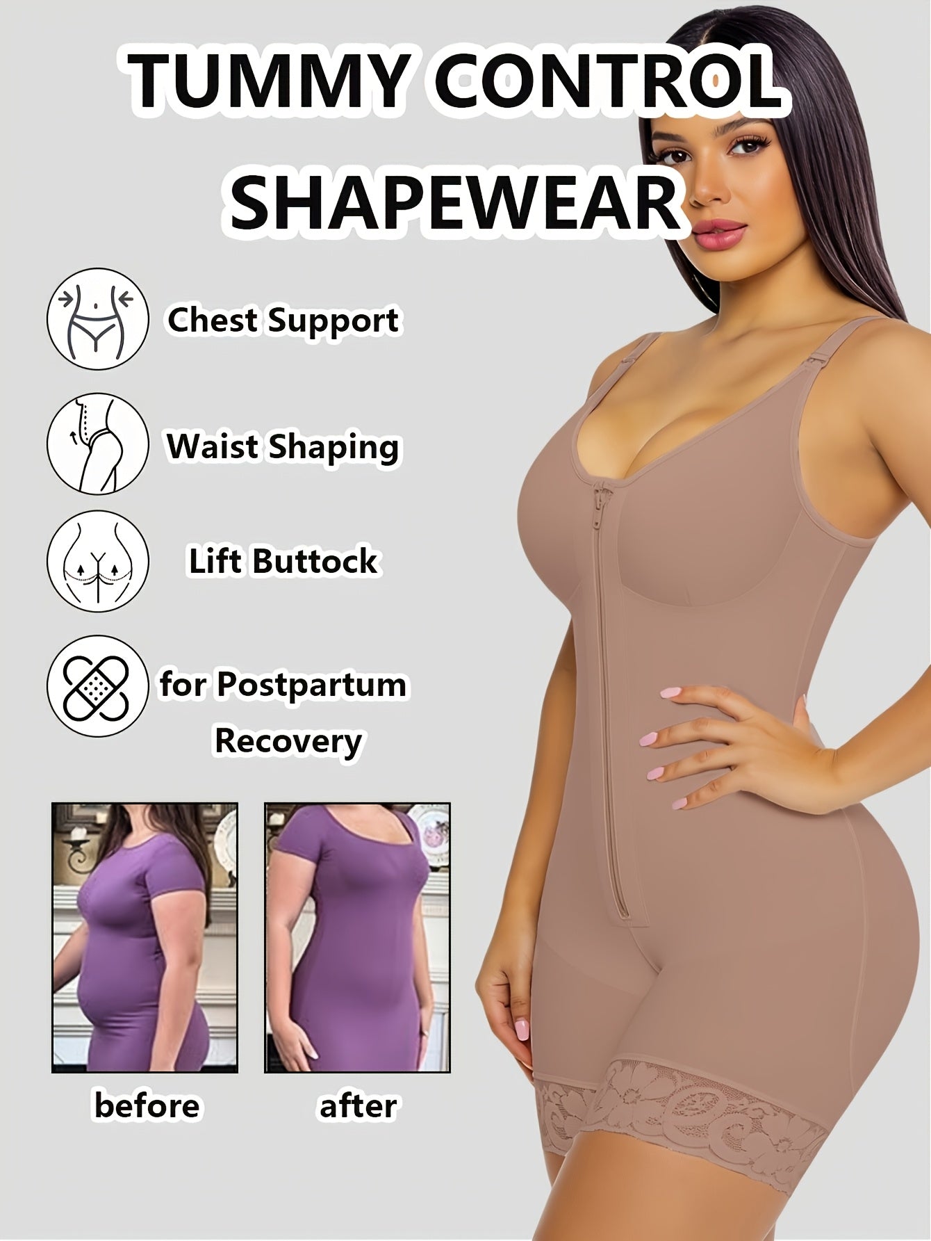 Women's Yoga Shapewear Bodysuit - Detachable Strap Body-Sculpting Shaper – view 5