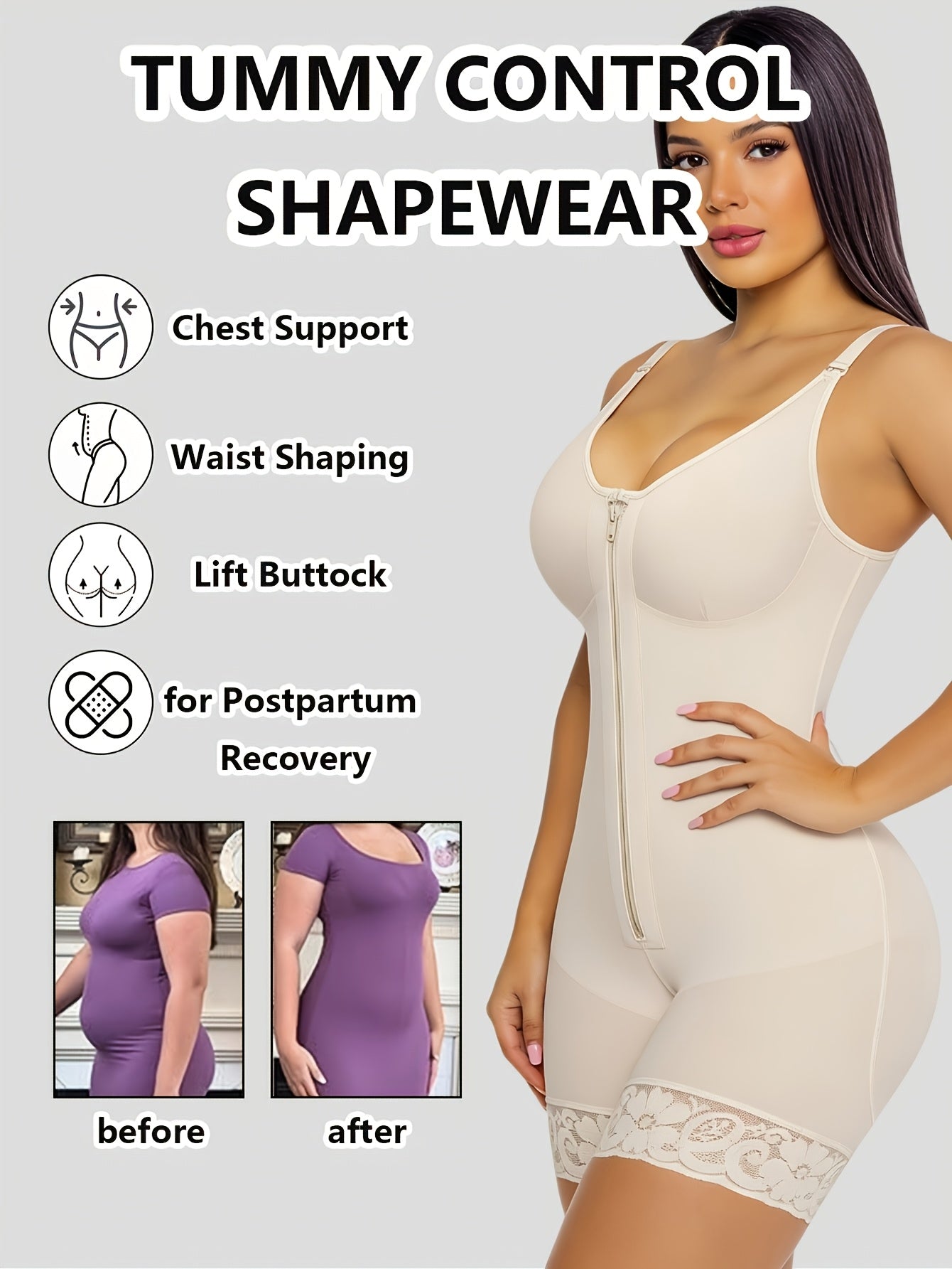 Women's Yoga Shapewear Bodysuit - Detachable Strap Body-Sculpting Shaper – view 16