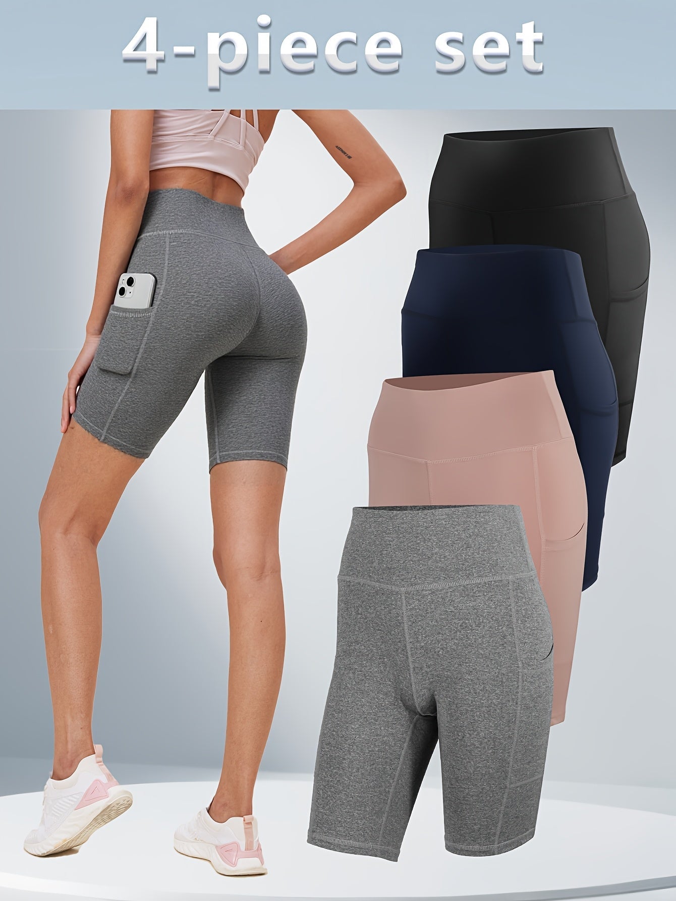 Women's Yoga Shorts - 4-Pack Pockets – main product image