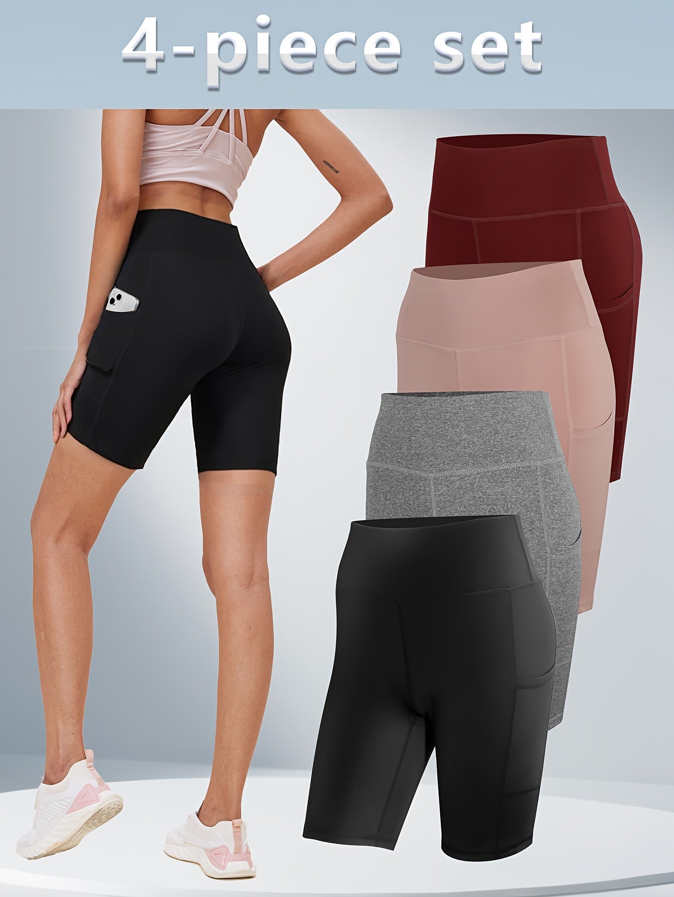 Women's Yoga Shorts - 4-Pack Pockets detail view