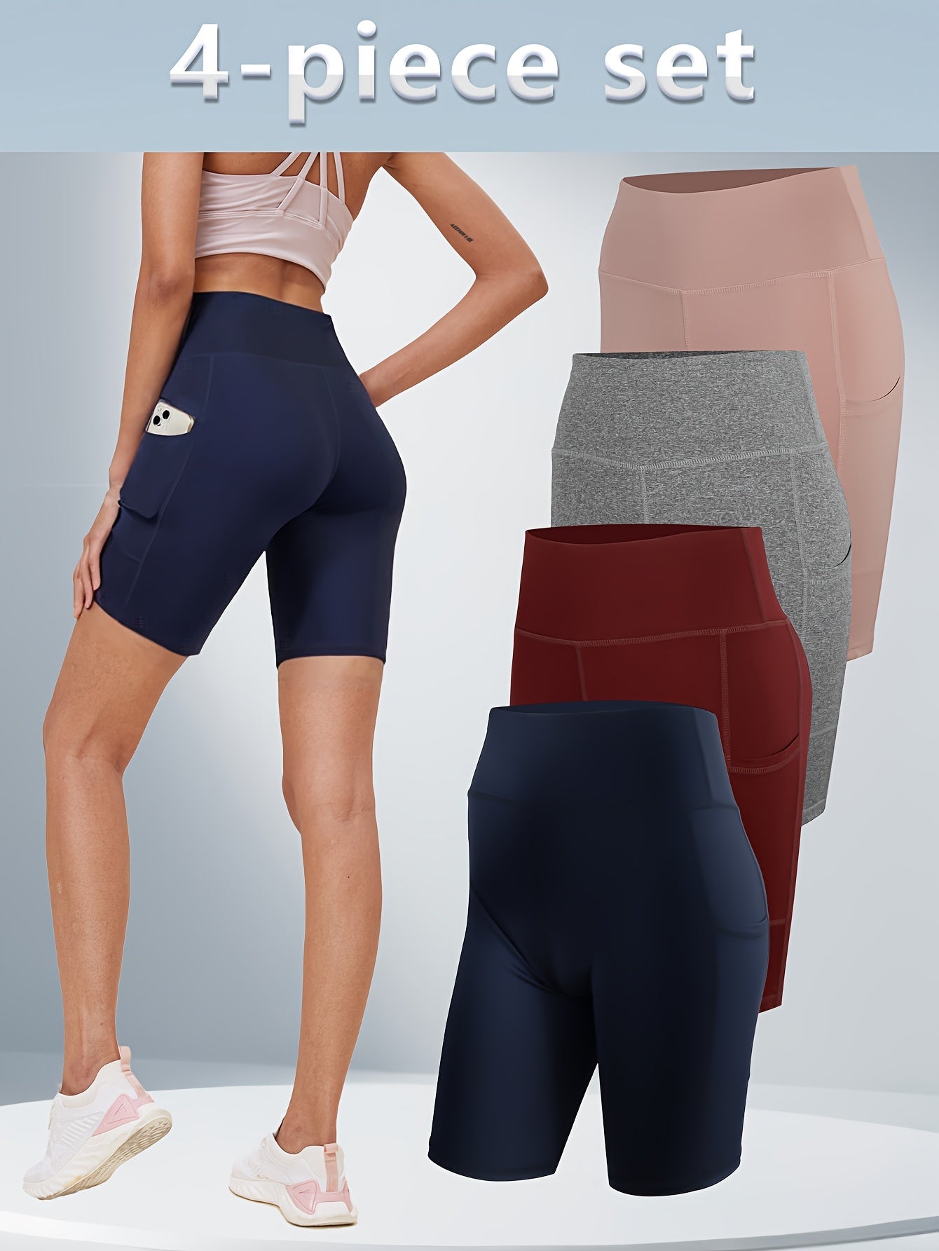 Women's Yoga Shorts - 4-Pack Pockets detail view