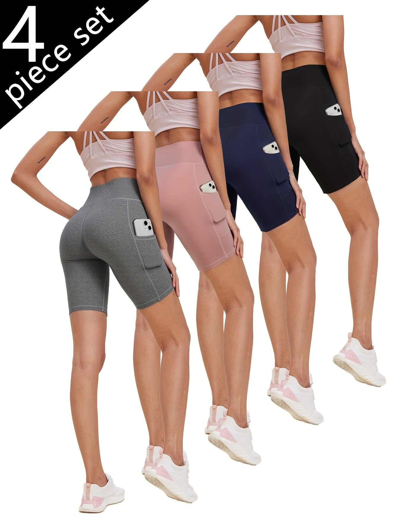 Women's Yoga Shorts - 4-Pack Pockets detail view
