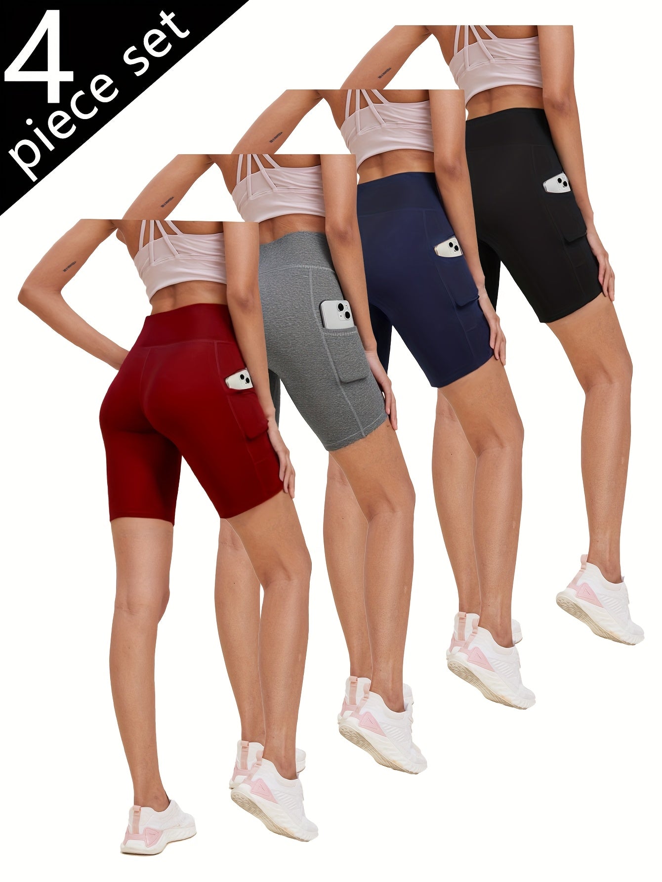 Women's Yoga Shorts - 4-Pack Pockets detail view