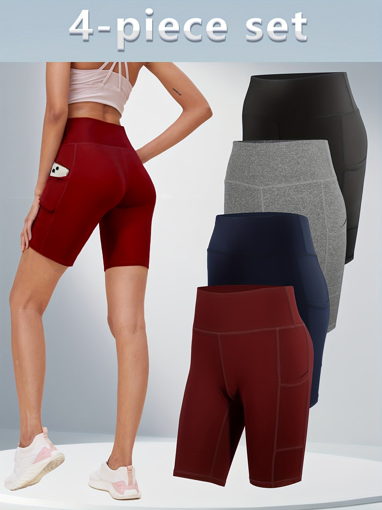 Women's Yoga Shorts - 4-Pack Pockets detail view