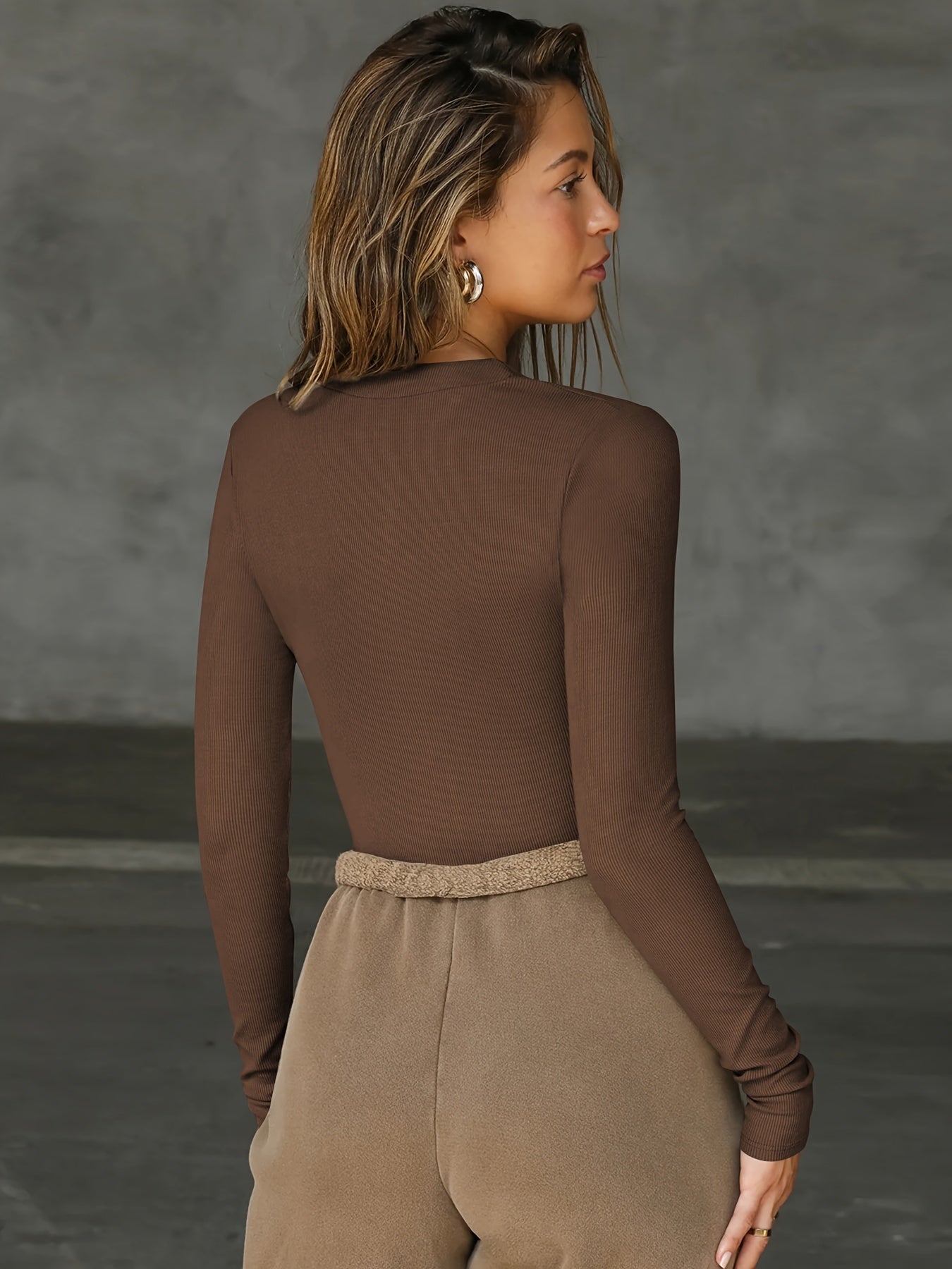 Women's Zip Front Bodysuit - Long Sleeve V-Neck – view 11