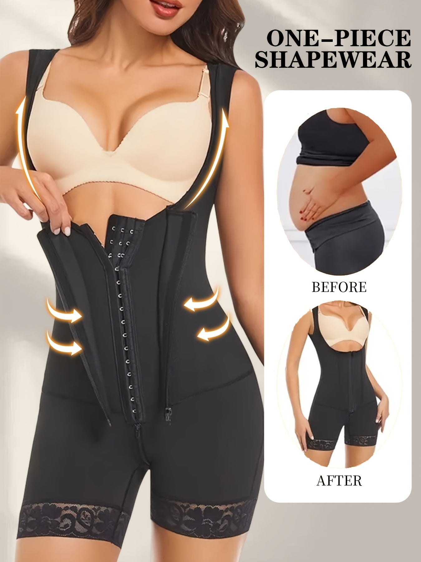 Women's Zip Front Shapewear Bodysuit - Post-Surgical Full Body Shaper – view 5