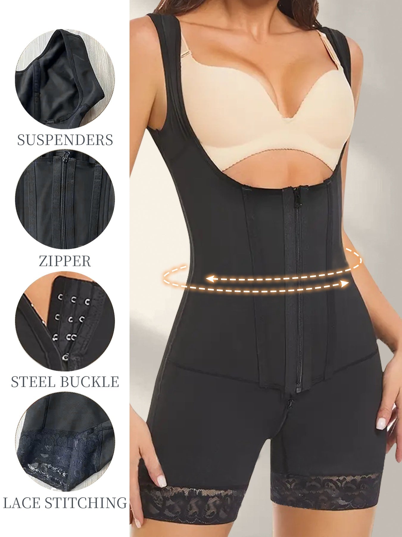 Women's Zip Front Shapewear Bodysuit - Post-Surgical Full Body Shaper – view 7